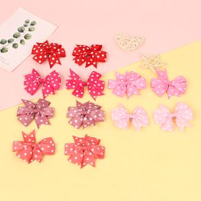 12-pack Polka Dots Ribbed Bow Hair Clips for Girls
