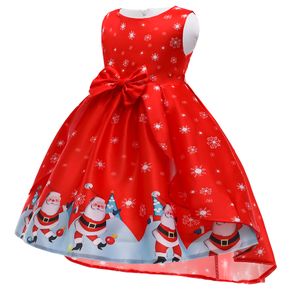 Toddler Girl Christmas Santa Snowflake/ Castle Print Sleeveless Party Dress
