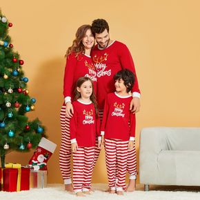 Tenues Assorties Pyjamas Pyjamas Assortis Noël cerf Rayures Lettre
