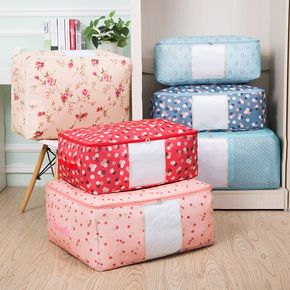New Portable Clothes Storage Bag Fresh Printed Zipper Storage Bag Folding Closet Organizer For Pillow Quilt Blanket Quilt