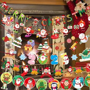 Christmas Cartoon Bunting Party Supplies, Christmas Banners Decor Flags Hanging for Christmas Party Home Decoration Banners
