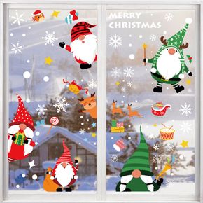 4-pack Christmas Window Clings, Merry Christmas Santa Claus Elk Window Sticker for Glass Window