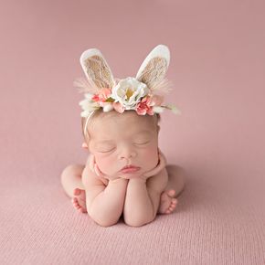 Baby Girl Floral Headbands Bunny Ear Newborn Toddler Headwrap Turban Hair Accessories