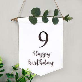 Happy Birthday Wall Hanging Flags Birthday Number Banner Sign Decor Party Supplies for Baby Girls Boys