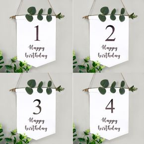 Happy Birthday Wall Hanging Flags Birthday Number Banner Sign Decor Party Supplies for Baby Girls Boys