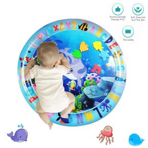 Infant Cartoon Inflatable Water Mat Baby Tummy Play Time Round Cushion All Season Playmat Baby Developmental Toy
