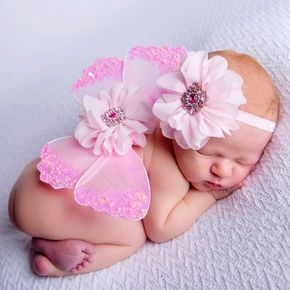 2Pcs Newborn Photography Props Fairy Butterfly Rhinestone Headband Set Newborn Photo Prop Costume Baby Photography Accessories