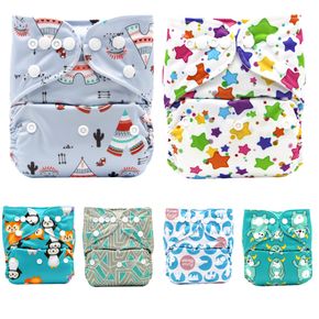 fraldas de pano de desenho animado para bebês, tamanho único, ajustável, lavável e reutilizável para meninos e meninas