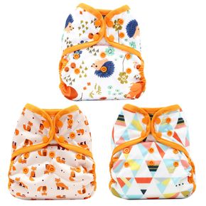 Baby Cloth Diapers Cartoon Print One Size Adjustable Washable Reusable Waterproof Diaper Nappy for Baby Girls and Boys