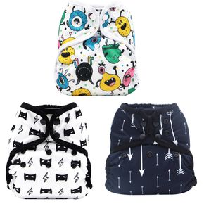 Baby Cloth Diapers Cartoon Print One Size Adjustable Washable Waterproof Diaper Nappy for Baby Girls and Boys