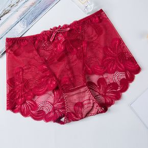 Cut-out Lace Mesh Red Underwear