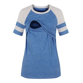 Trendy Color Block Short-sleeve Nursing Top