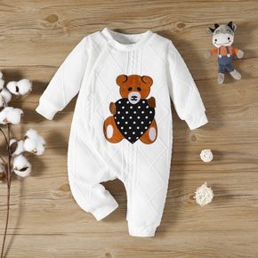 Baby Boy/Girl Bear Embroidered Imitation Knitting Long-sleeve Jumpsuit