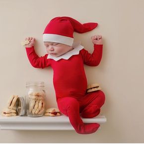 3 عبوات من دعامات تصوير لحديثي الولادة باللون الأحمر للكريسماس للأطفال حديثي الولادة