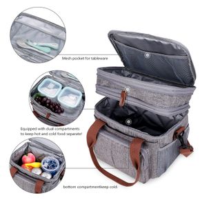 Expandable Insulated Lunch Bag, Leakproof Cooler Lunch Bags, Reusable Lunch Bag with Adjustable Shoulder Strap for Work Picnic