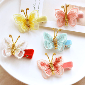 Pacote de 5 bordados em forma de borboleta, acessórios de cabelo princesa para meninas
