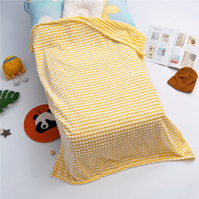 Pure Color Plaid Blanket Baby Quilt Hold Blanket Home Bed Blanket Kids Bedding for All Seasons