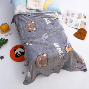 Cute Cartoon Soft Fleece Blanket Baby Quilt Hold Blanket Unisex Kids Bedding for All Seasons