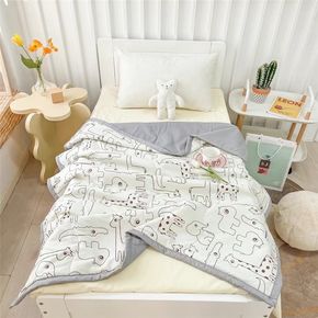 Cartoon Animal Print Kids Blanket Quilt Ultra-Soft Lightweight Bamboo Cotton Home Bed Blanket Kids Bedding