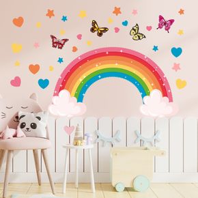 Rainbow Butterfly Stars Wall Stickers Living Room Children's Room Background Wall Decoration Painting Star Home Wall Decals