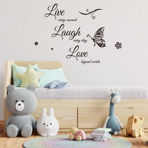 Live Every Moment Laugh Every Day Love Beyond Words Wall Art Decal Motivational Quote Sticker Wall Decor