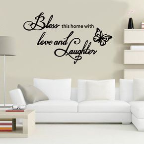 Bless This Home with Love and Laughter Wall Quotes Stickers Wall Art Decal Decor for Bedroom Dining Room Sofa Backdrop