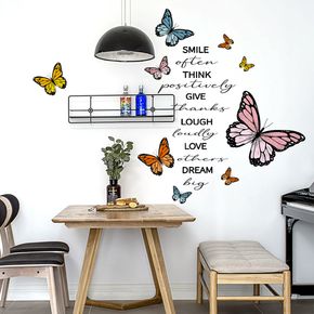 Inspirational Quotes Wall Decal Butterfly Sticker Motivational Saying Positive Quote Sticker Wall Art Decal Decor for Classroom Home Living Room Bedroom Background