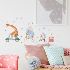 Cartoon Animal Butterfly Wall Stickers Living Room Bedroom Child Room Kindergarten Background Wall Decals Decor