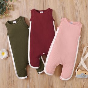 Baby Boy/Girl Solid Ribbed Sleeveless Tank Jumpsuit
