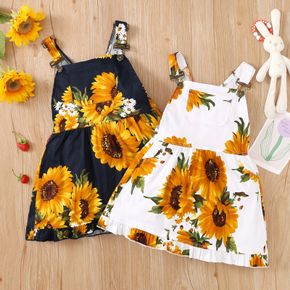 Toddler Girl Floral Sunflower Print Overall Dress