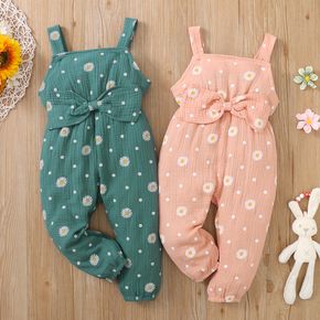 Ärmelloser Overall aus 100 % Baumwolle mit Blumendruck und Bowknot-Design für Kleinkinder