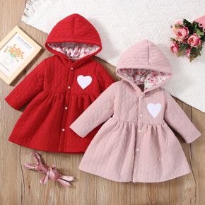 Dia dos Namorados baby girl love heart pattern casaco com capuz de manga comprida espesso