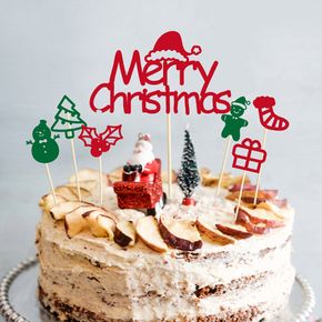 Merry Christmas Cake Toppers Christmas Party Cake Decoration Plugin Cupcake Decoration Baking Decoration Accessories