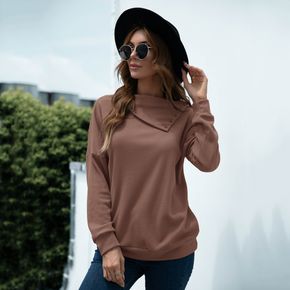 Pile Collar Long-sleeve Brown Pullover