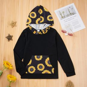 Kids Girl Sunflower Print Hoodie Sweatshirt with Pocket