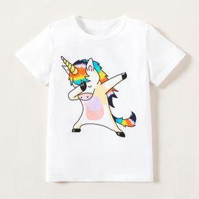 Trendy Kid Boy/Kid Girl Cartoon Unicorn Short-sleeve Tee