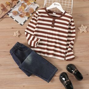 2-piece Kid Boy Stripe Long-sleeve Tee and Denim Jeans Casual Set