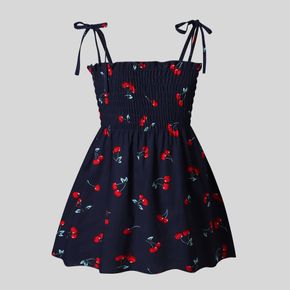 Shirred Cherry Allover Sleeveless Baby Dress