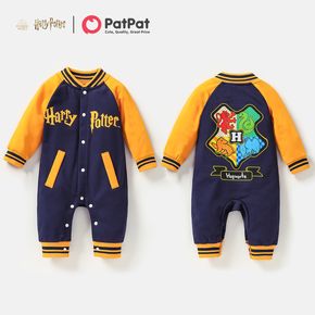 Harry Potter Baby Boy Colorblock Raglan Sleeve Front Button Jumpsuit