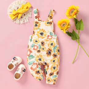 Baby Girl Allover Sunflower Floral Print Overalls