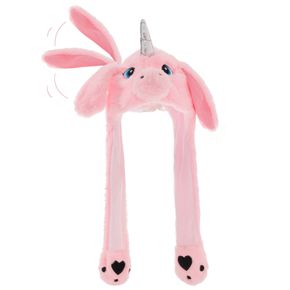 Women Moving Jumping Unicorn Ears Hat Winter Warm Animal Paws Airbag Jump Up Ears Cap Earflap