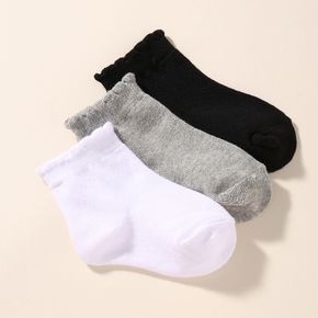 3-pairs Baby Ruched Trim Solid Socks