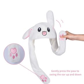 Women Moving Jumping Rabbit Ears Hat Winter Warm Animal Paws Airbag Jump Up Bunny Ears Cap Earflap