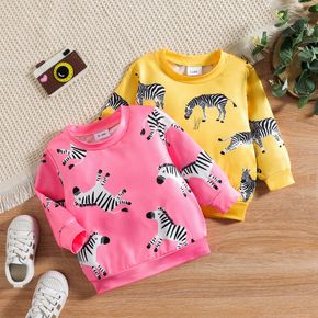 Baby Boy/Girl All Over Zebra Print Long-sleeve Pullover Sweatshirt
