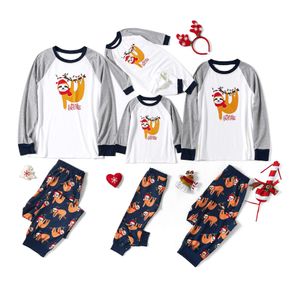 Merry Christmas Sloth Print Family Matching Pajamas Sets (Flame Resistant)