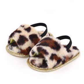Baby / Toddler Leopard Pattern Glittery Fluff Fleece Prewalker Shoes