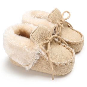Baby / Toddler Solid Color Lace-up Fleece-lining Prewalker Shoes