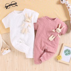 Baby Boy/Girl Stuffed animal Toy Design Short-sleeve Solid Imitation Knitting Jumpsuit