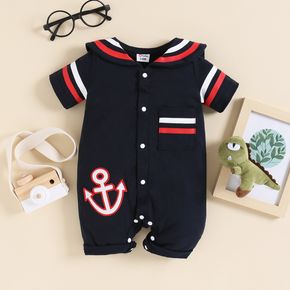 Baby Boy/Girl Sailor Outfits Striped Short-sleeve Snap Romper