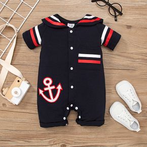 Baby Boy/Girl Sailor Outfits Striped Short-sleeve Snap Romper